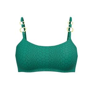 Time & True Green‎ Bikini Top Gold Ring Detail Swim Beach Vacation 3X NWT